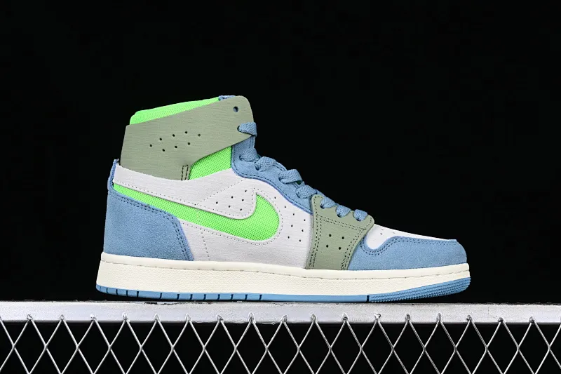 All categories Air Jordan Jordan series basketball shoes Air Jordan 1 High Air Jordan 1 Zoom CMFT AJ1 Joe 1 blue and green color matching DV1305-433